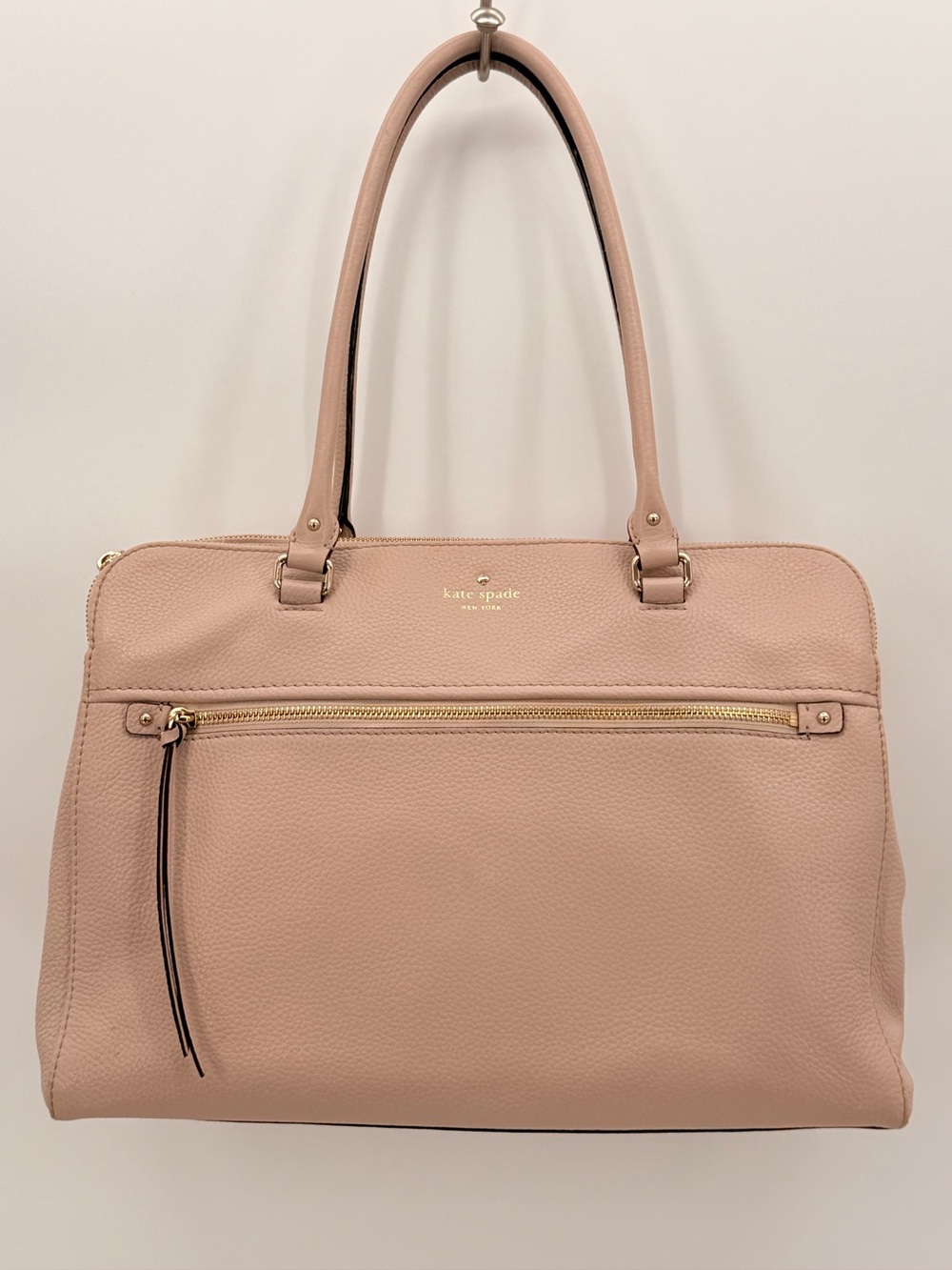 KATE SPADE Blush Pebbled Leather Laptop Tote Work Bag Shoulder Purse Large